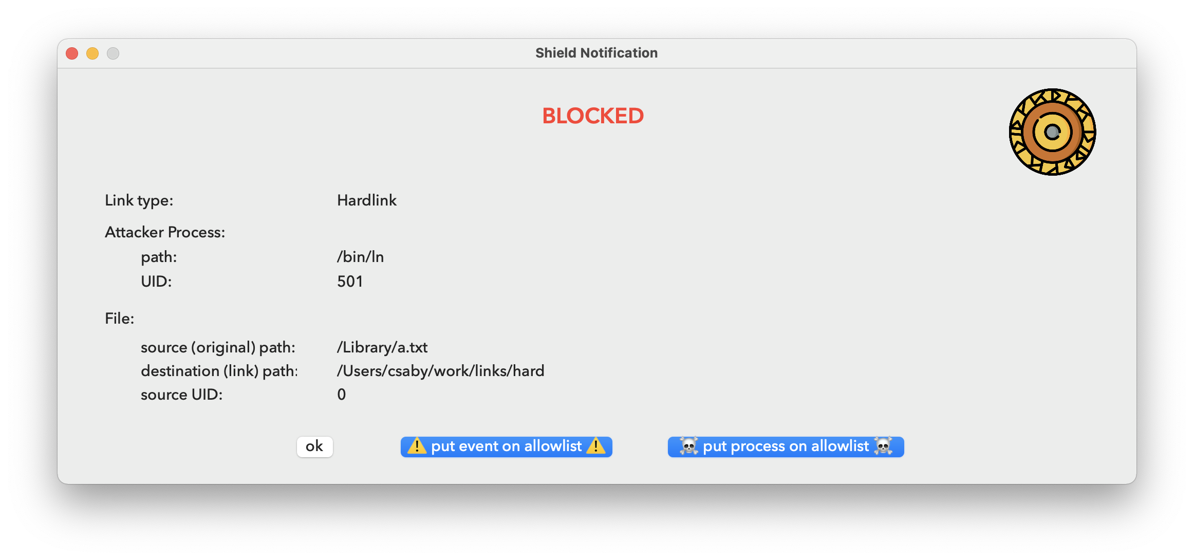 Shield Notification for File Links